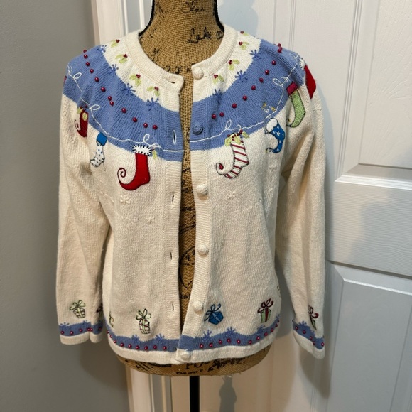 Vintage Holiday Stocking Cardigan - Picture 2 of 9